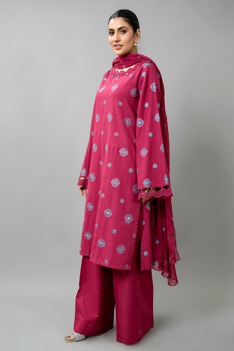 EMBROIDERED SLUB KHADDAR 3 PCS (UNSTITCHED)