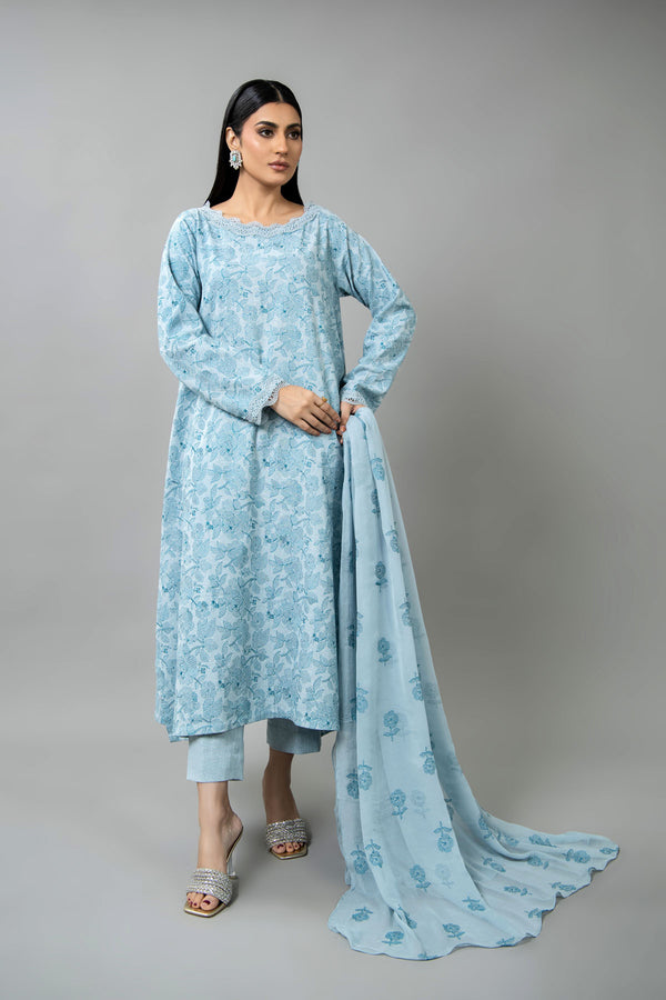 EMBROIDERED COTTON KARANDI 3 PCS (UNSTITCHED)