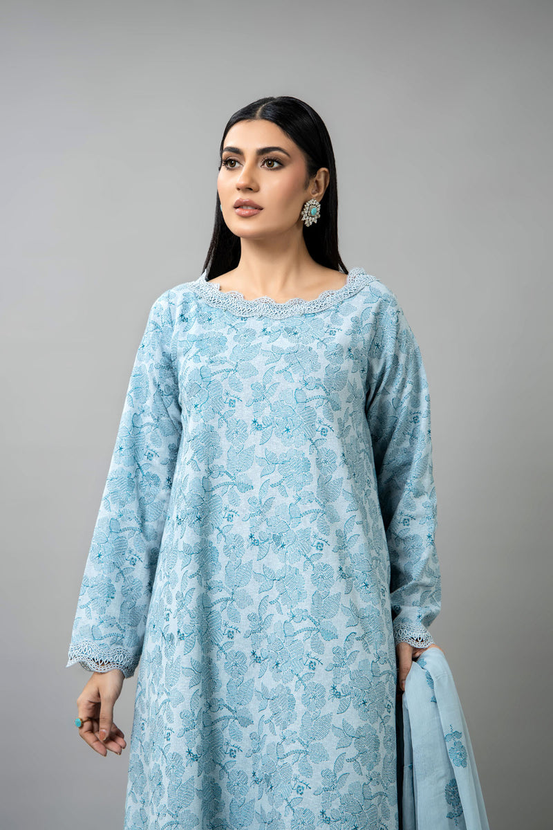EMBROIDERED COTTON KARANDI 3 PCS (UNSTITCHED)