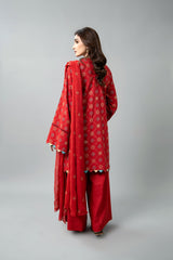 EMBROIDERED & SHEESHA WORK COTTON KARANDI 3 PCS (UNSTITCHED)