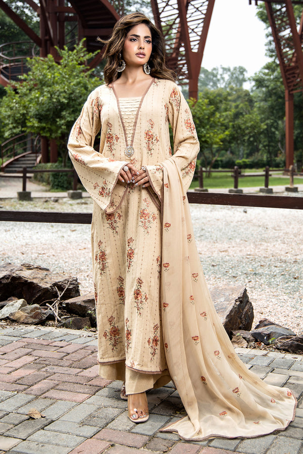 EMBROIDERED COTTON KARANDI 3 PCS (UNSTITCHED)