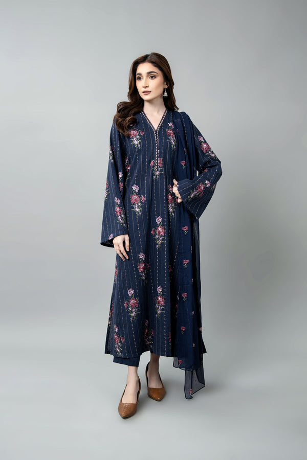 EMBROIDERED COTTON KARANDI 3 PCS (UNSTITCHED)