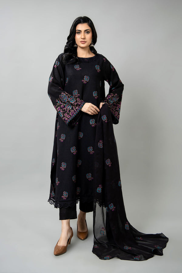 EMBROIDERED COTTON KARANDI 3 PCS (UNSTITCHED)