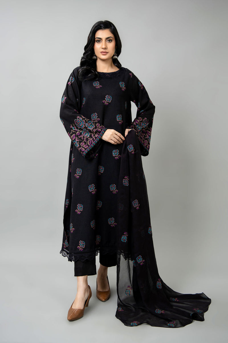 EMBROIDERED COTTON KARANDI 3 PCS (UNSTITCHED)