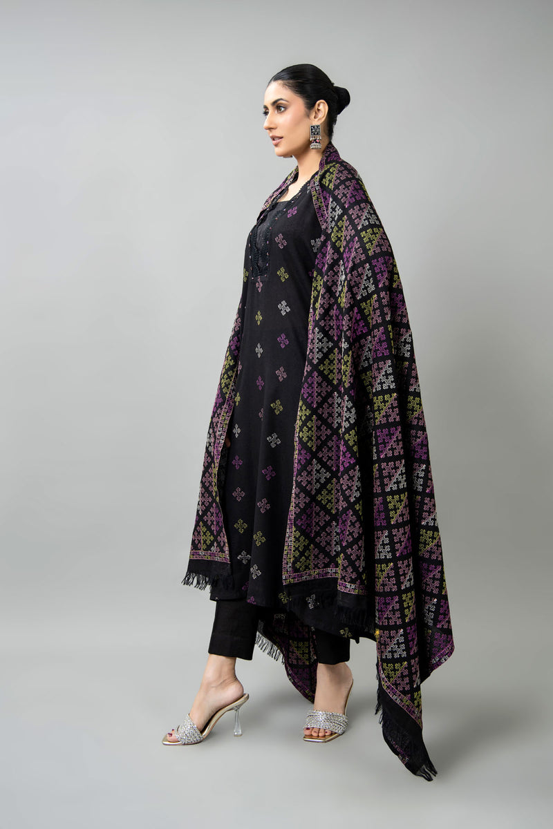 EMBROIDERED KARANDI LAWN SHAWL 1 PCS