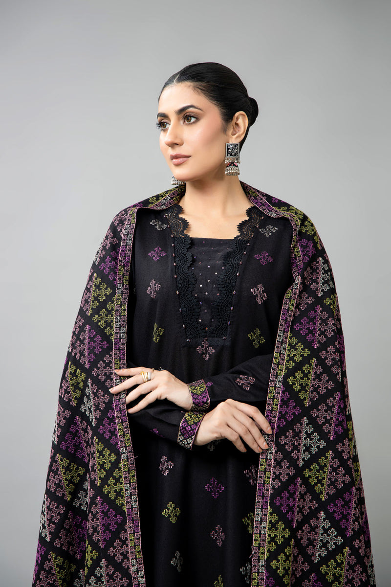 EMBROIDERED KARANDI LAWN SHAWL 1 PCS