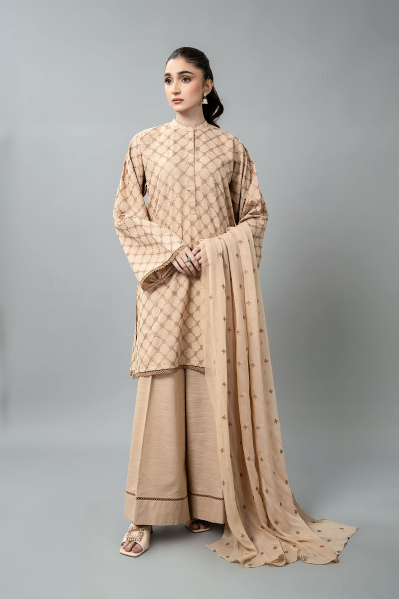 EMBROIDERED & EMBELISHED SLUB KHADDAR 3 PCS (UNSTITCHED)