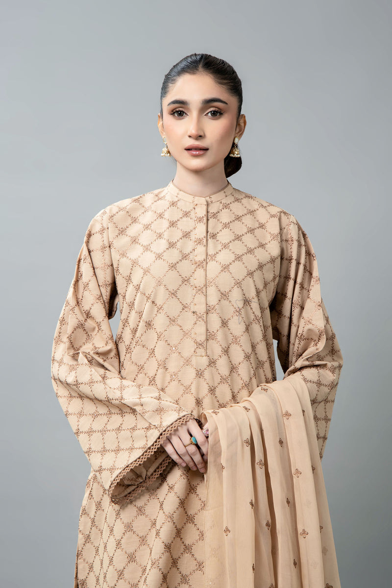 EMBROIDERED & EMBELISHED SLUB KHADDAR 3 PCS (UNSTITCHED)