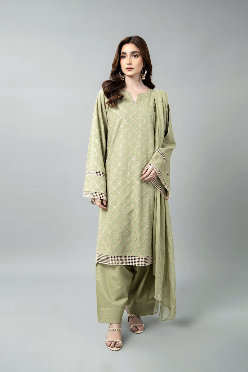 EMBROIDERED & EMBELISHED SLUB KHADDAR 3 PCS (UNSTITCHED)