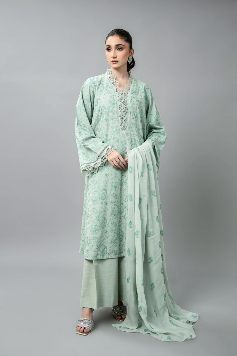 EMBROIDERED SLUB KHADDAR 3 PCS (UNSTITCHED)