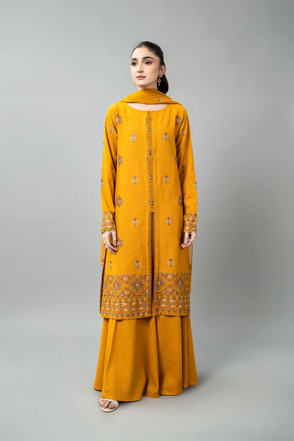 EMBROIDERED COTTON KARANDI 3 PCS (UNSTITCHED)