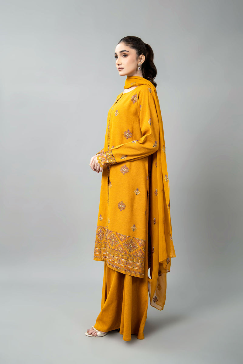 EMBROIDERED COTTON KARANDI 3 PCS (UNSTITCHED)