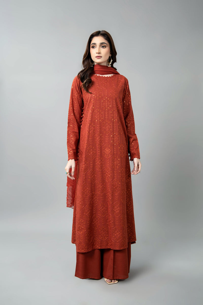 EMBROIDERED & EMBELISHED SLUB KHADDAR 3 PCS (UNSTITCHED)