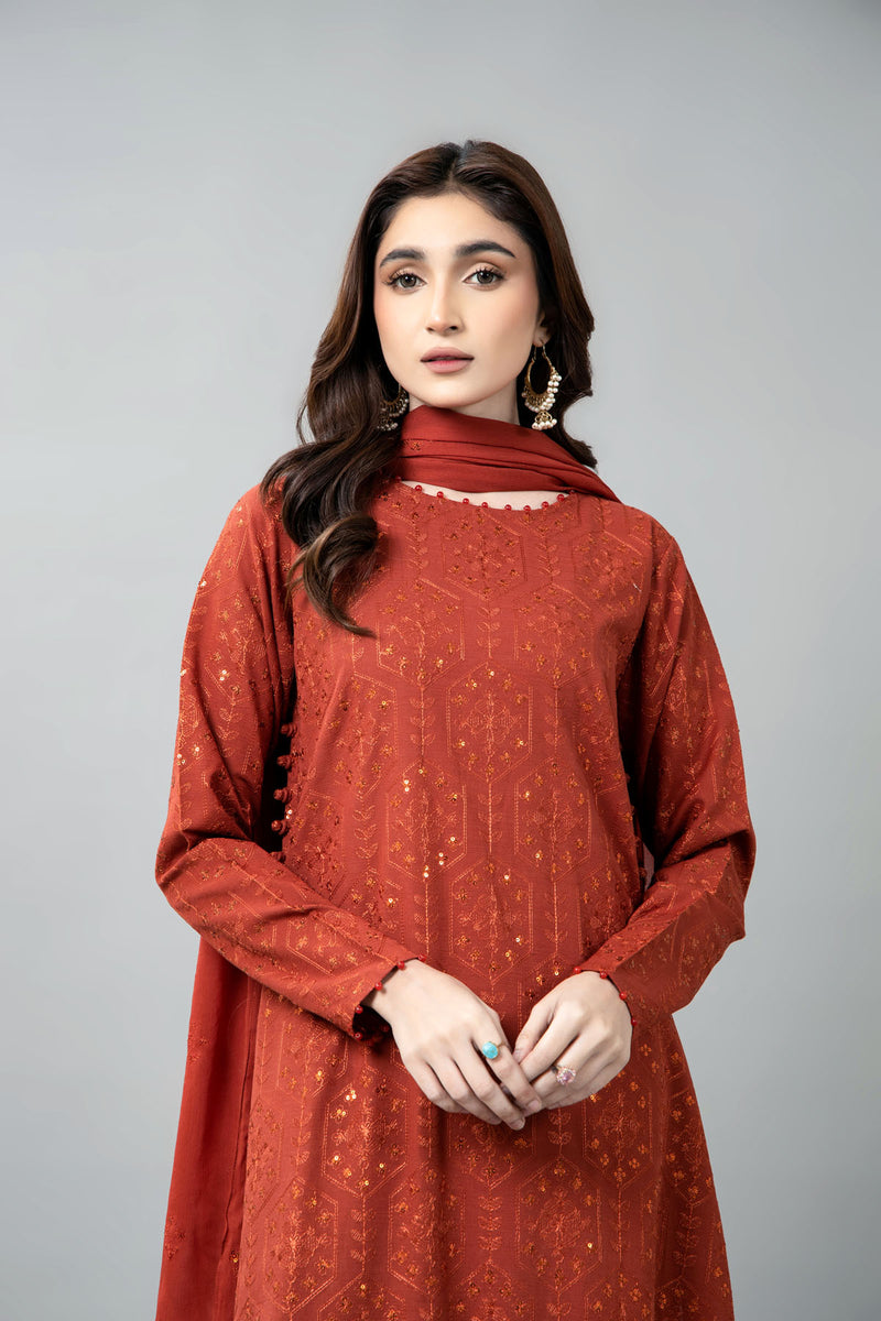 EMBROIDERED & EMBELISHED SLUB KHADDAR 3 PCS (UNSTITCHED)