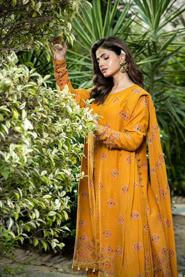 EMBROIDERED COTTON KARANDI 3 PCS (UNSTITCHED)