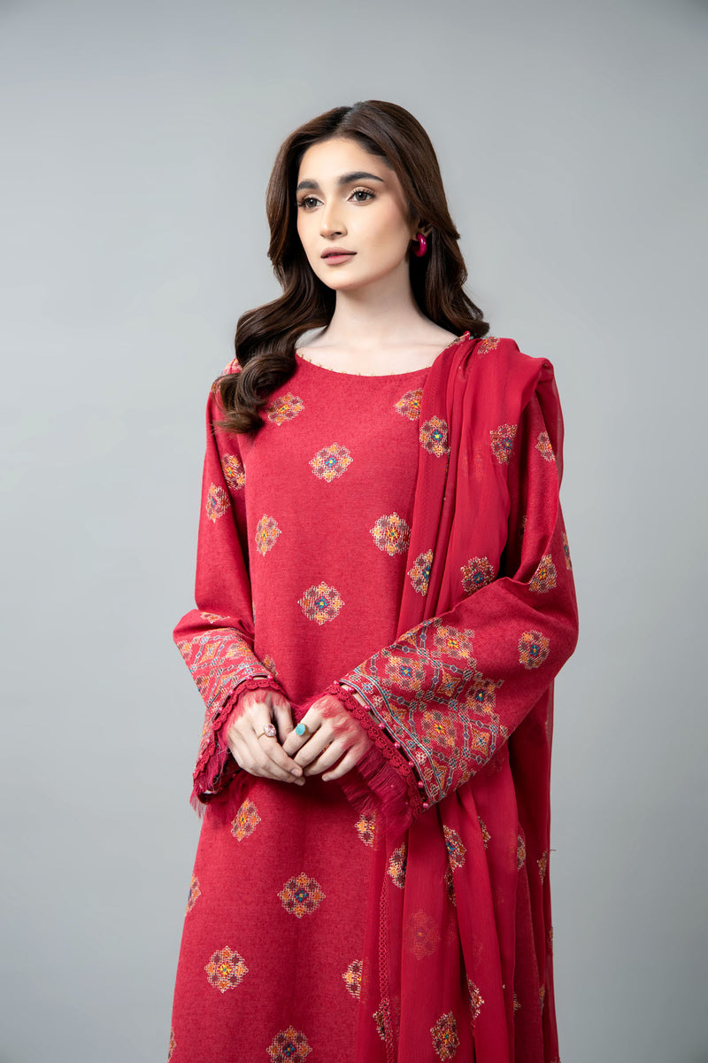 EMBROIDERED COTTON KARANDI 3 PCS (UNSTITCHED)