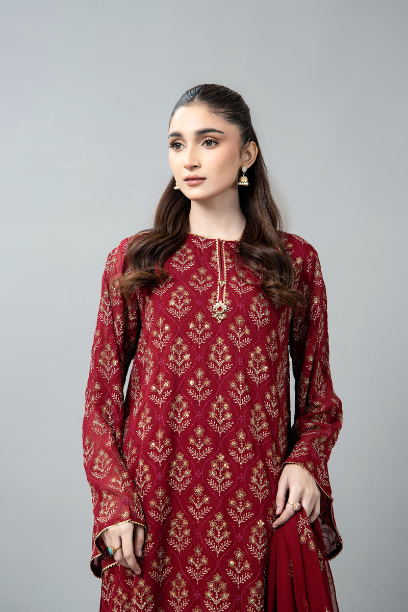 EMBROIDERED & EMBELISHED CHIFFON 3 PCS (UNSTITCHED)