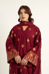 EMBROIDERED SLUB KHADDAR 3 PCS (UNSTITCHED)