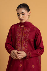 EMBROIDERED SLUB KHADDAR 3 PCS (UNSTITCHED)