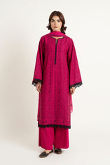 EMBROIDERED & EMBELISHED COTTON KARANDI 3 PCS (UNSTITCHED)