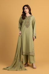 EMBROIDERED SLUB KHADDAR 3 PCS (UNSTITCHED)