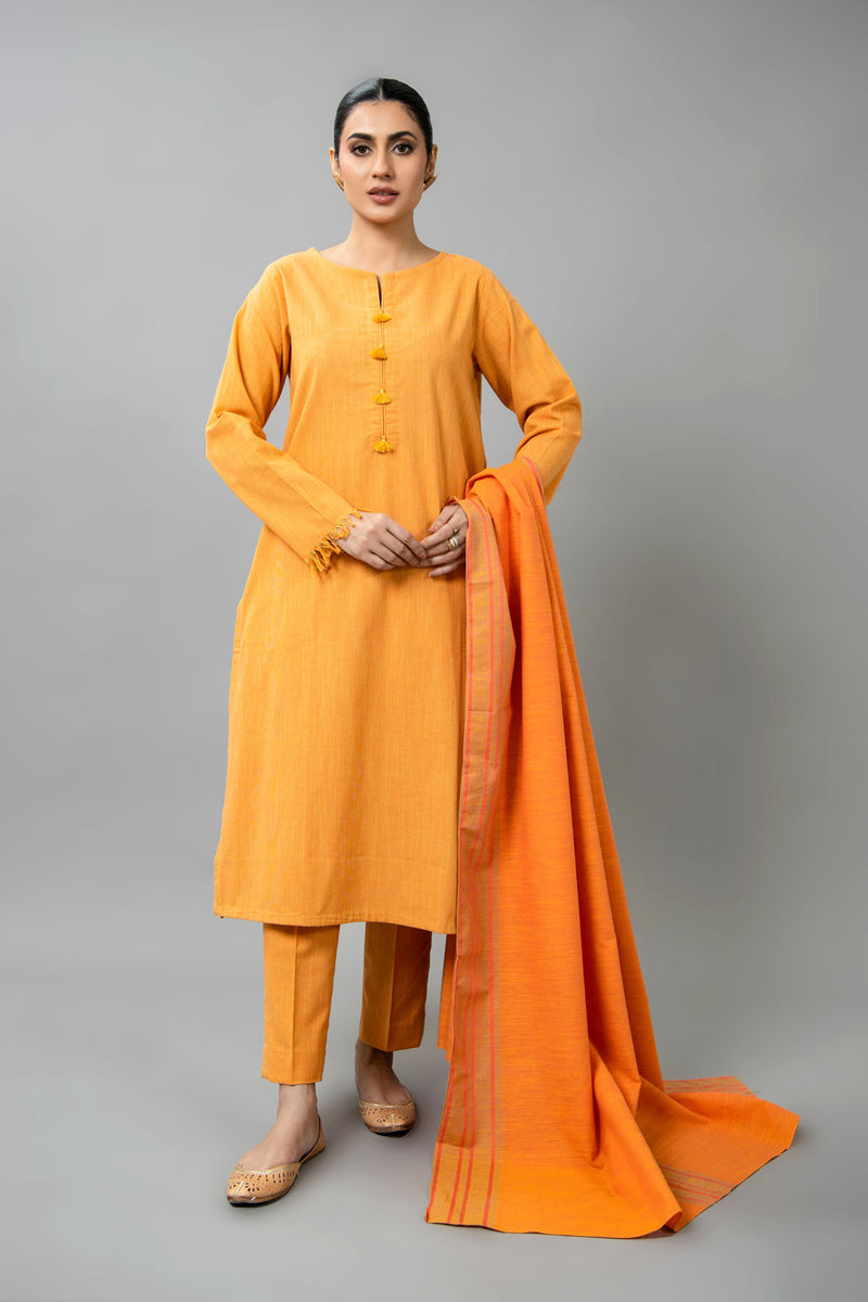 PRET SOLID YARN DYED STRIP KHADDAR 3 PCS