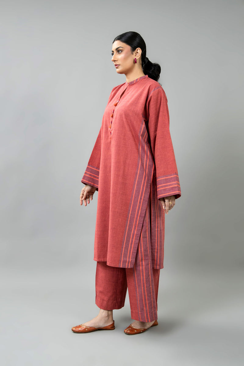 PRET SOLID YARN DYED STRIP KHADDAR 2 PCS