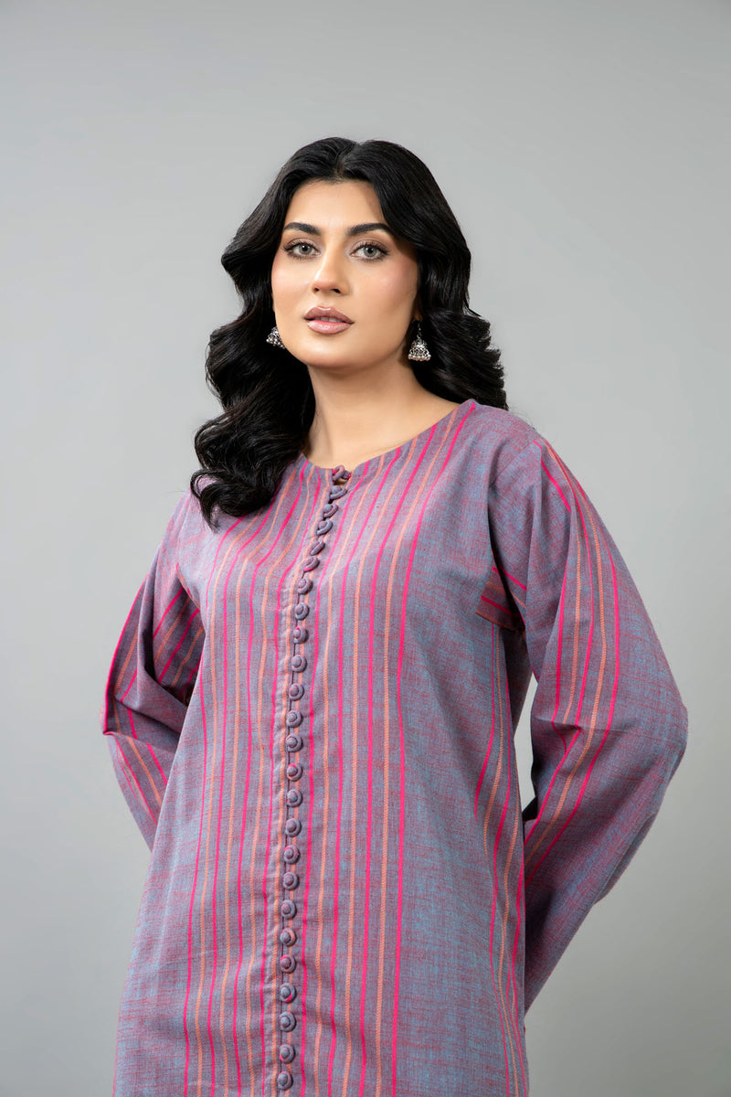 PRET SOLID YARN DYED STRIP KHADDAR 2 PCS