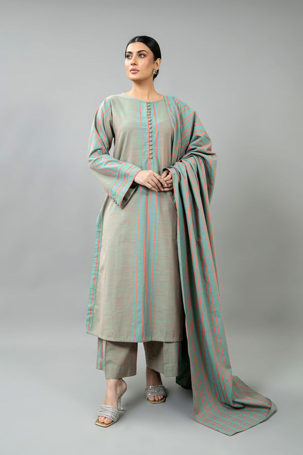 PRET SOLID YARN DYED STRIP KHADDAR 3 PCS