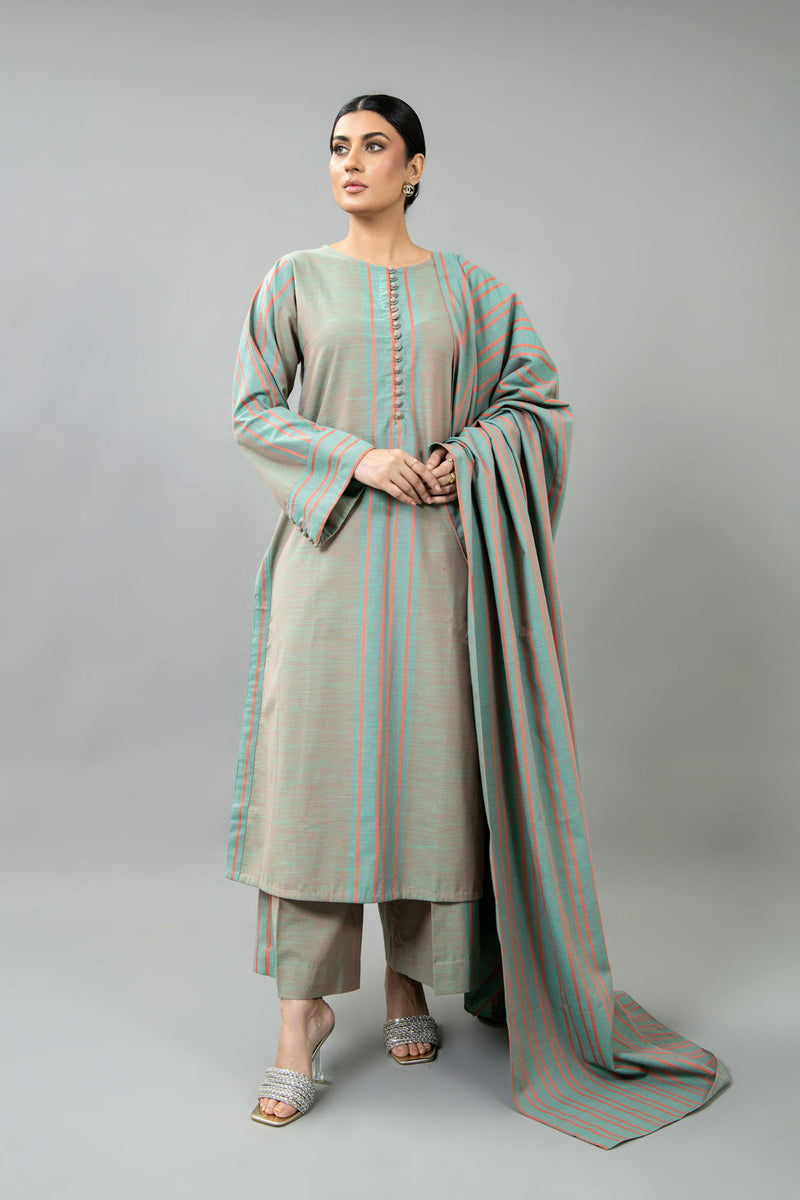 PRET SOLID YARN DYED STRIP KHADDAR 3 PCS