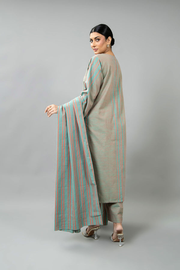 PRET SOLID YARN DYED STRIP KHADDAR 3 PCS