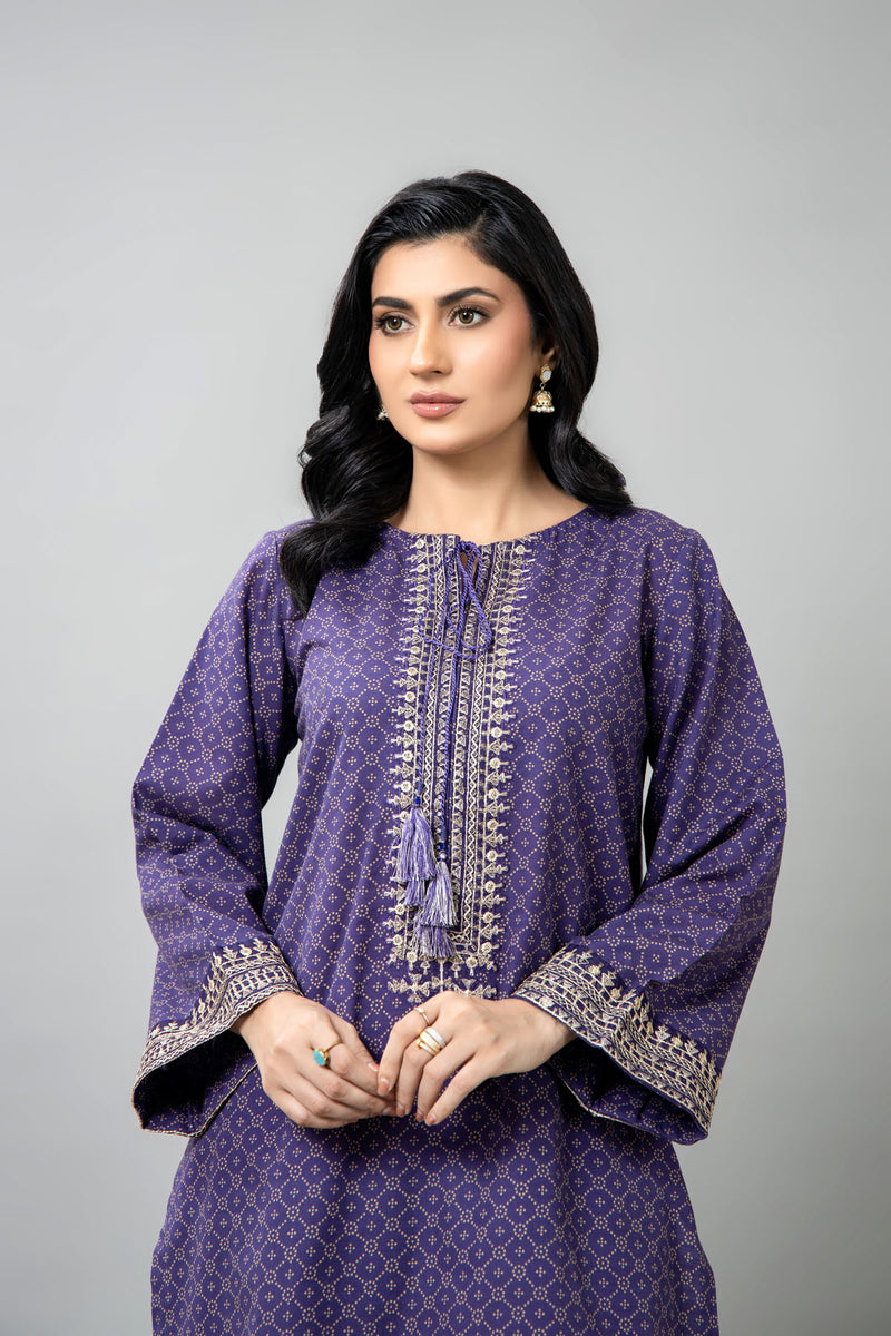 PRET EMBROIDERED & PRINTED SLUB KHADDAR 2 PCS