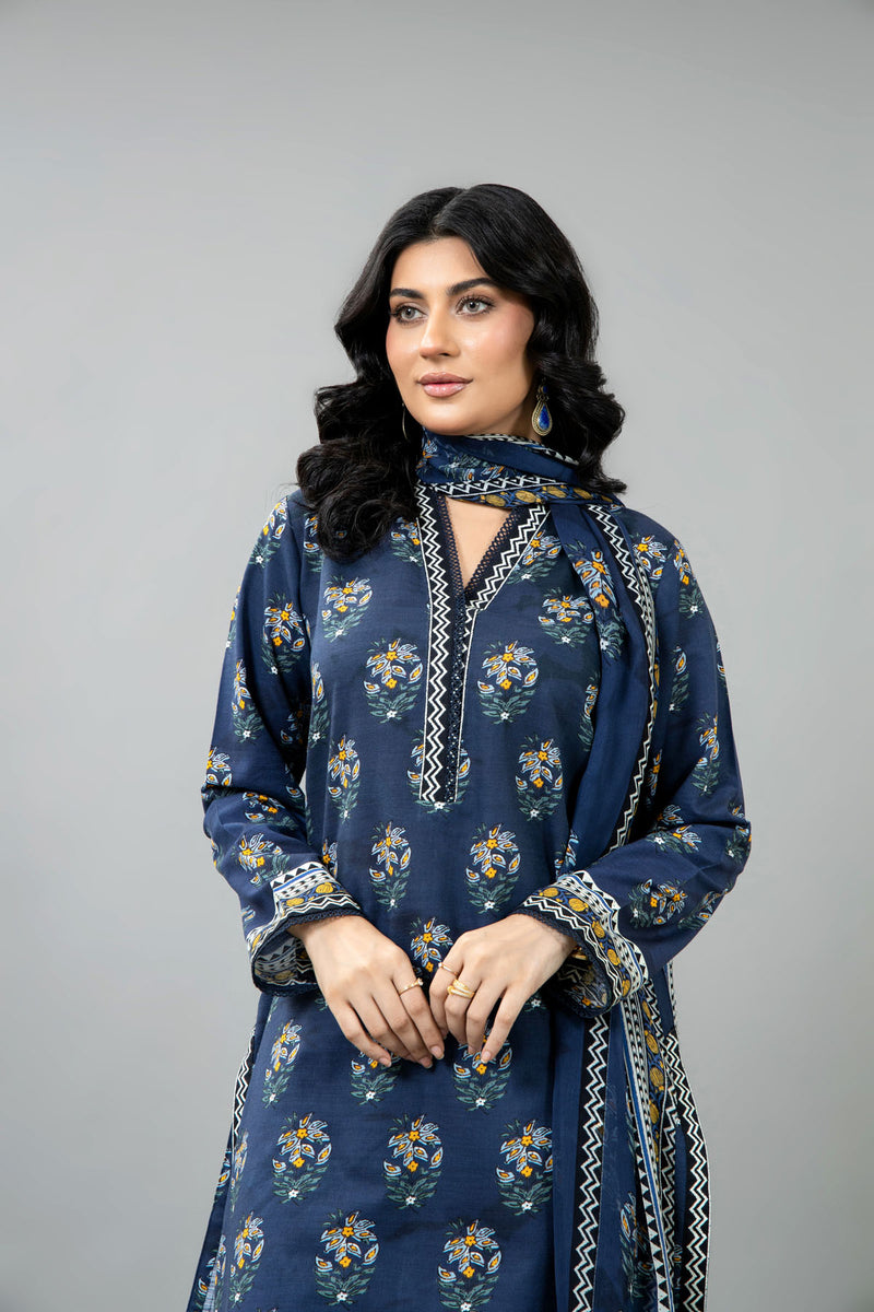 PRINTED SLUB KHADDAR 3 PCS (UNSTITCHED)
