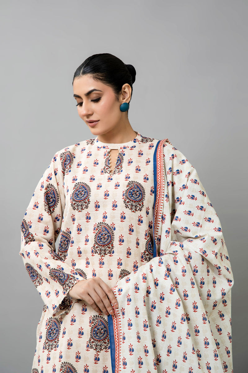 PRINTED SLUB KHADDAR 3 PCS (UNSTITCHED)