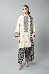 PRET EMBROIDERED & PRINTED SLUB KHADDAR 3 PCS