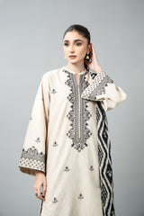 PRET EMBROIDERED & PRINTED SLUB KHADDAR 3 PCS