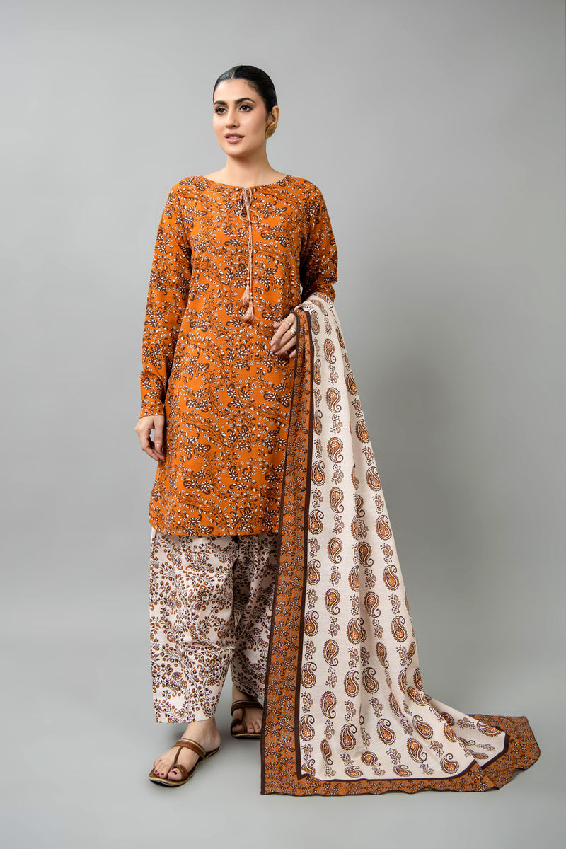 PRINTED SLUB KHADDAR 3 PCS (UNSTITCHED)
