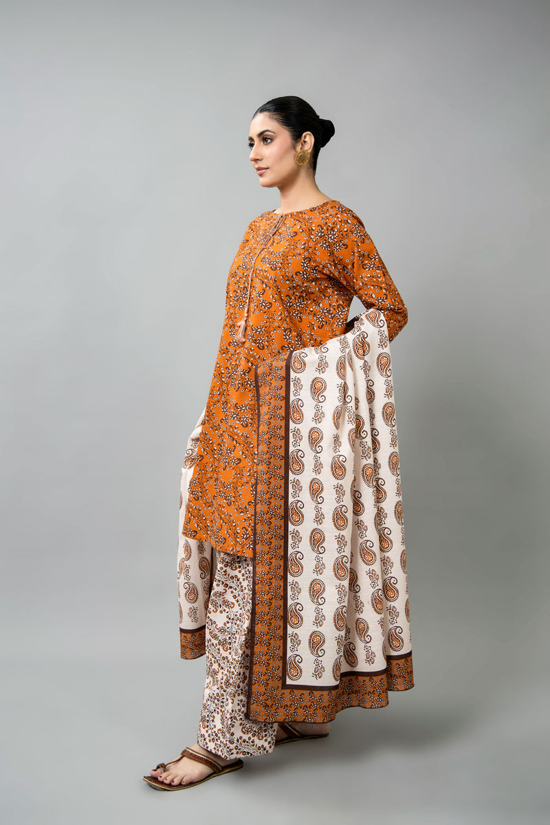 PRINTED SLUB KHADDAR 3 PCS (UNSTITCHED)