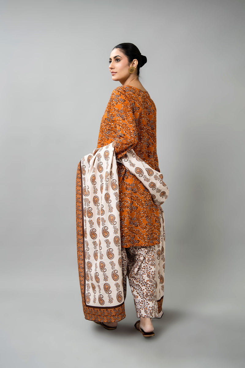 PRINTED SLUB KHADDAR 3 PCS (UNSTITCHED)