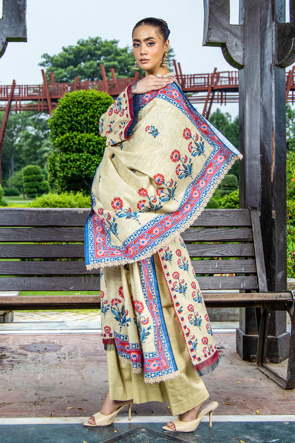 PRINTED SLUB KHADDAR 3 PCS (UNSTITCHED)