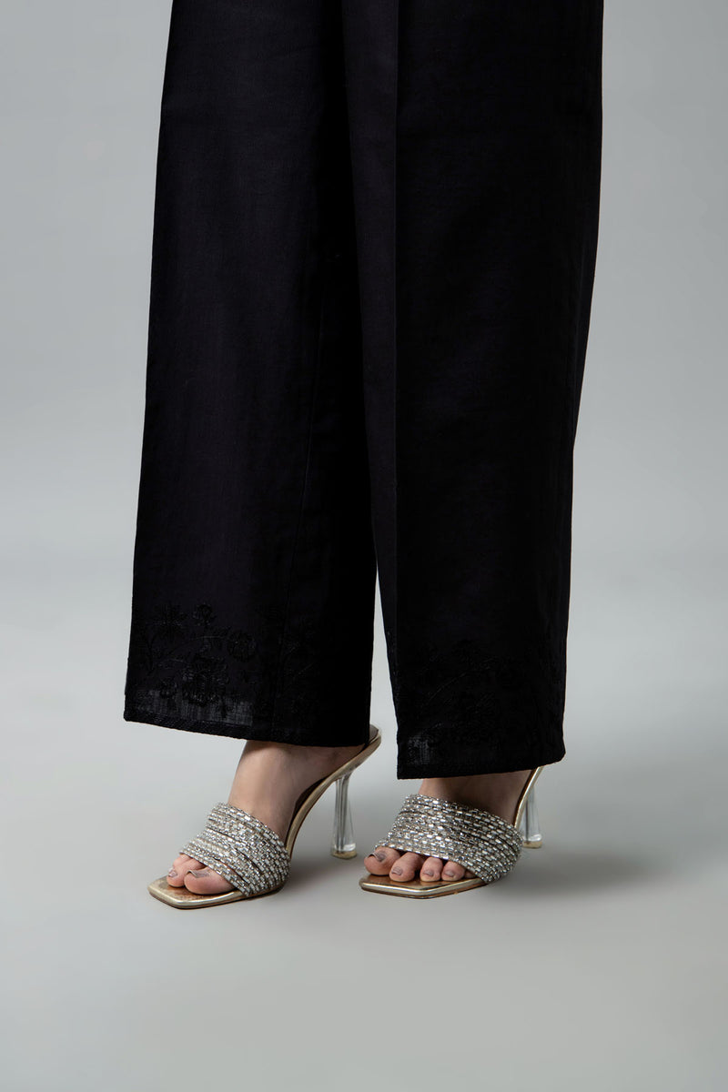 EMBROIDERED SLUB KHADDAR TROUSER