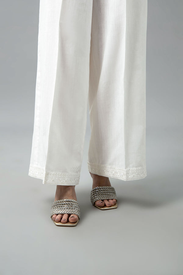 EMBROIDERED SLUB KHADDAR TROUSER