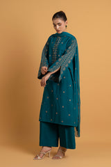 PRET EMBROIDERED  SLUB KHADDAR 3 PCS