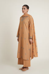 PRET EMBROIDERED  SLUB KHADDAR 3 PCS