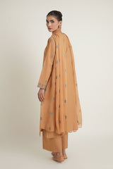 PRET EMBROIDERED  SLUB KHADDAR 3 PCS