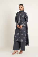 PRET EMBROIDERED  SLUB KHADDAR 3 PCS