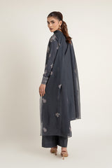 PRET EMBROIDERED  SLUB KHADDAR 3 PCS
