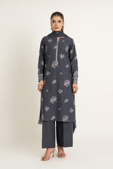 PRET EMBROIDERED  SLUB KHADDAR 3 PCS