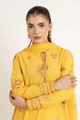 PRET EMBROIDERED  SLUB KHADDAR 3 PCS