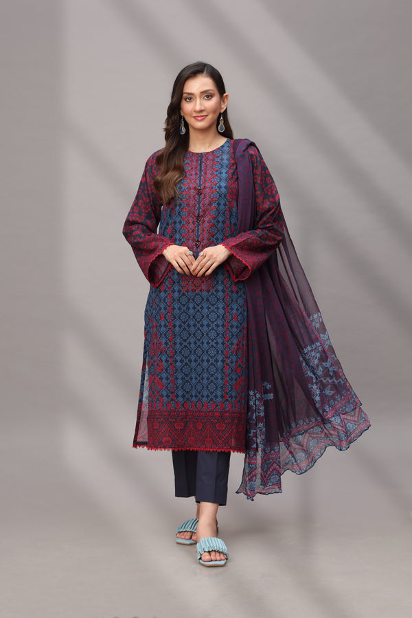 PRINTED & EMBROIDERED LAWN 3 PCS (UNSTITCHED)